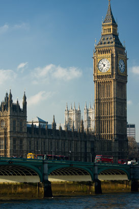 The Houses of Parliament from across
                  the Thames