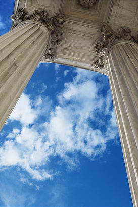 The neoclassical columns of a major
national court building