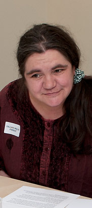 A mother taking part in a review
                  meeting