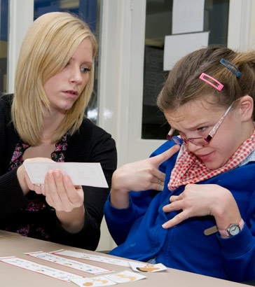 Heidi participates in an English
                  lesson