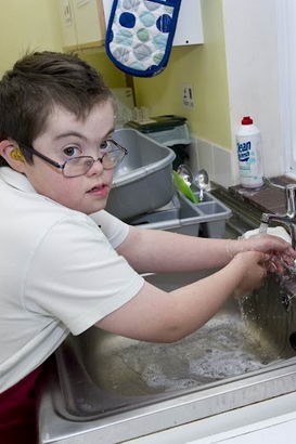 Anthony washes his hands