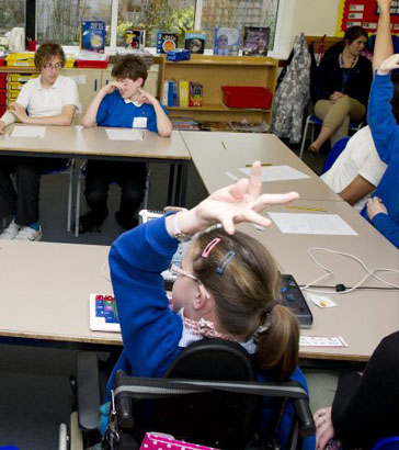 Children raising their hand 