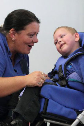 Teacher interacting with children