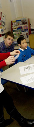 Group working at table with two adults