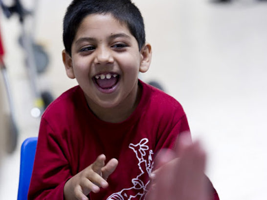 A boy laughing