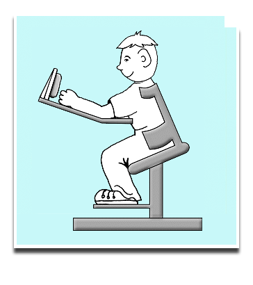 illustration of a boy sat on a chair
at a desk