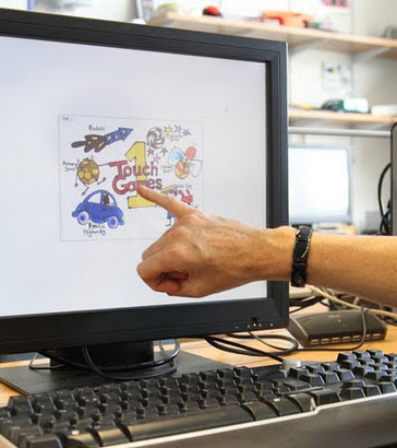 User accesses touchscreen technology onscreen