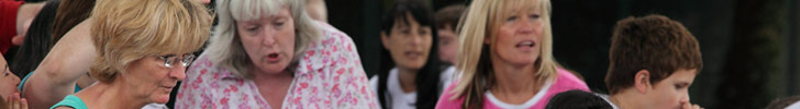 A community of teachers and children in
a playground