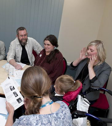 A large multidisciplinary team
meets with the child in their care