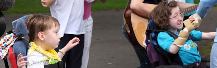 Disabled girls outside.