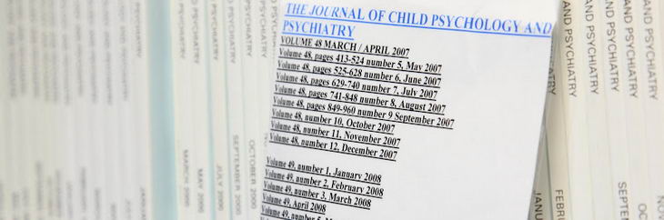 A library shelf containing multiple copies
                  of the Journal of Child Psychology and Psychiatry