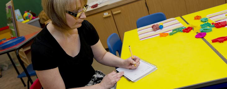 A female teacher planning her research
                  project